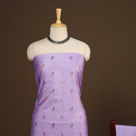 Purple - 3pc silk cotton meena weaving unstitched banarasi