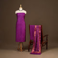Purple - 3pc silk cotton meena weaving unstitched banarasi