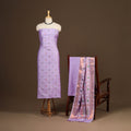 Purple - 3pc silk cotton meena weaving unstitched banarasi