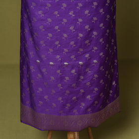 Purple - 3pc tanchoi silk cotton unstitched banarasi dress