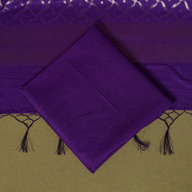 Purple - 3pc tanchoi silk cotton unstitched banarasi dress