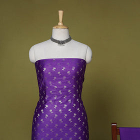 Purple - 3pc tanchoi silk cotton unstitched banarasi dress