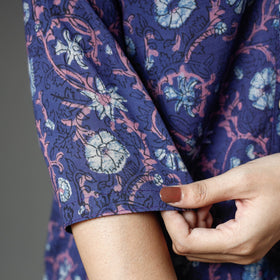 Buy Akola Block Printed Cotton A-Line Long Kurta Online l iTokri.com