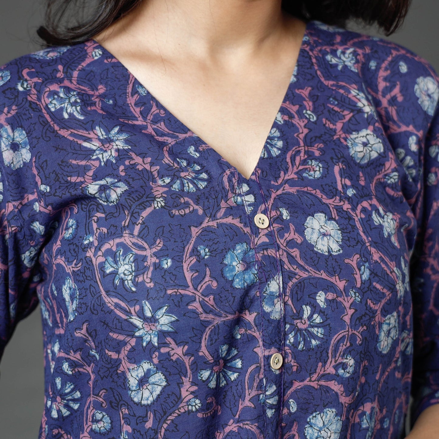 Buy Akola Block Printed Cotton A-Line Long Kurta Online l iTokri.com