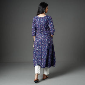 Buy Akola Block Printed Cotton A-Line Long Kurta Online l iTokri.com