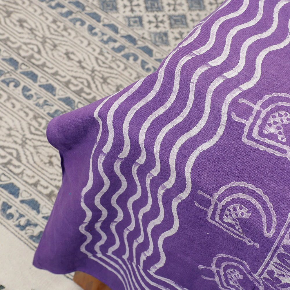 Purple - Akola Block Printing Jhiri Pure Handloom Cotton Single Bedcover (98 x 57 in)