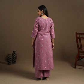 Angrakha Cotton Gota Work Purple Jacquard Kurta with Palazzo Set
