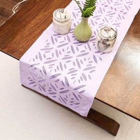 Purple Applique Cut Work Cotton Table Runner 