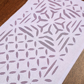 Purple Applique Cut Work Cotton Table Runner 