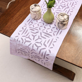 Purple Applique Cut Work Cotton Table Runner 