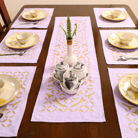 Purple - applique cut work table runner with mat set 15