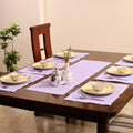 Purple Applique Cotton Table Runner with Table Mat Set