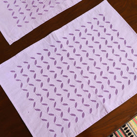 Purple Applique Cotton Table Runner with Table Mat Set