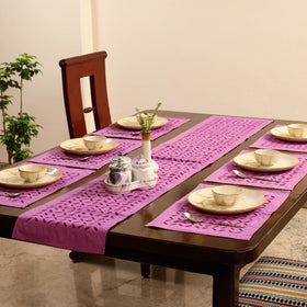 Purple - applique cut work table runner with mat set 92