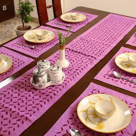 Purple - applique cut work table runner with mat set 92