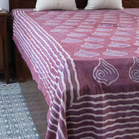 Purple - Block Art Print Cotton Single Bindaas Bed Sheet (93 x 60 in)