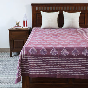 Purple - Block Art Print Cotton Single Bindaas Bed Sheet (93 x 60 in)