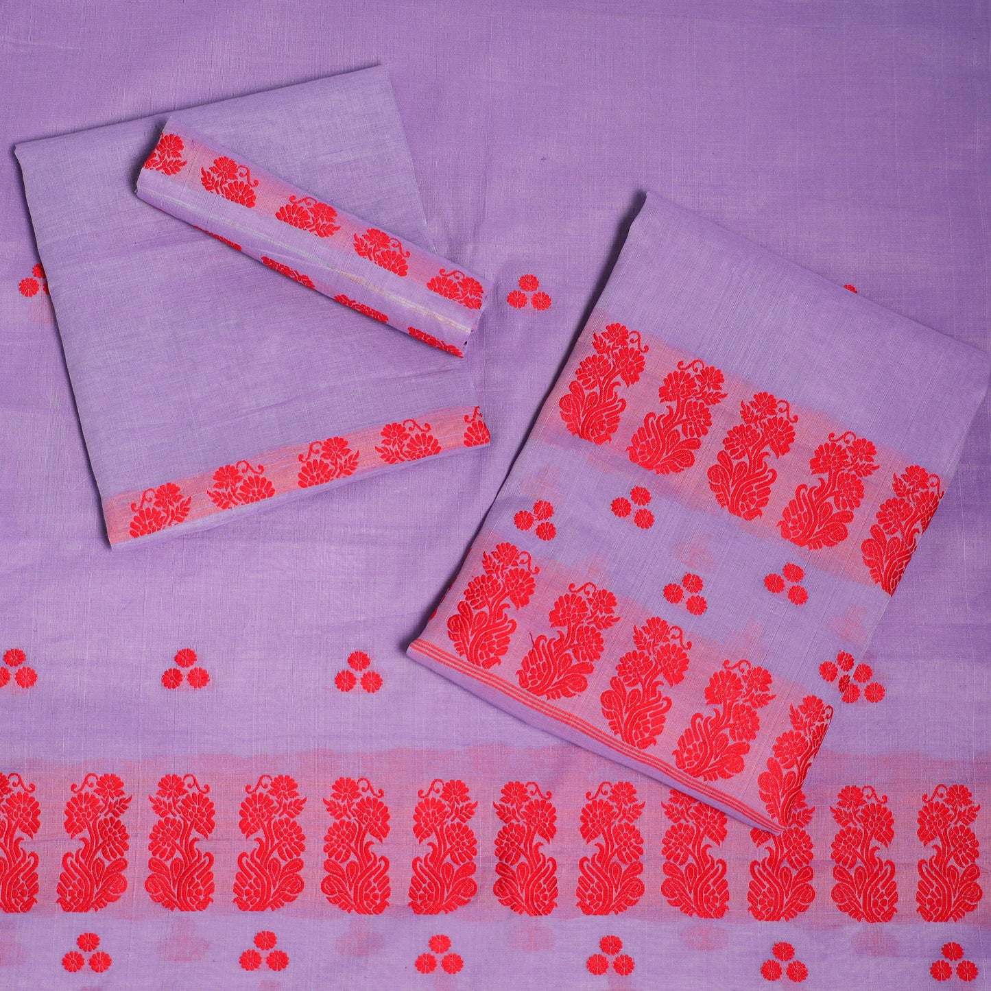 Purple - assam handloom tussar mekhela chador with blouse