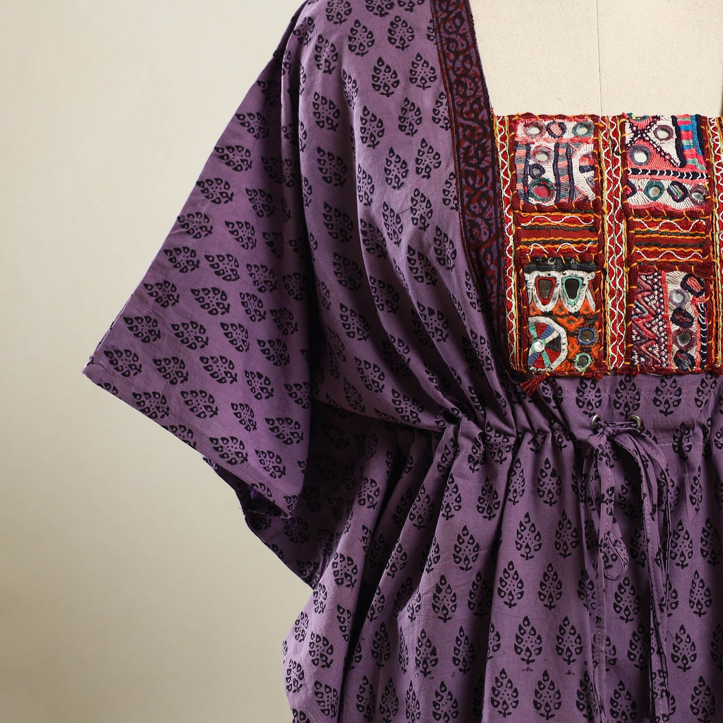 Buy Purple Bagh Cotton Kaftan with Desert Embroidery
