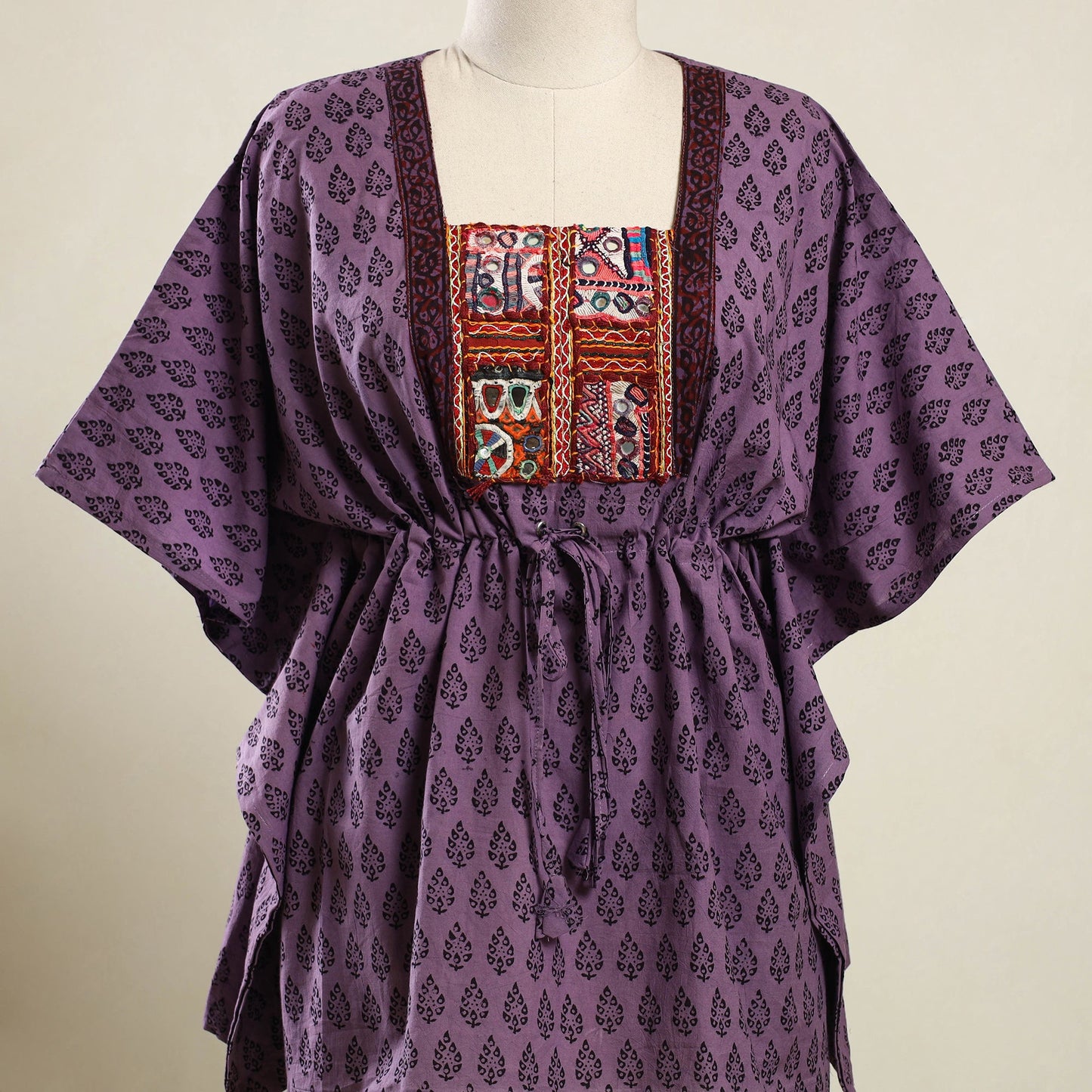 Buy Purple Bagh Cotton Kaftan with Desert Embroidery