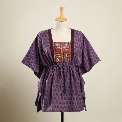 Buy Purple Bagh Cotton Kaftan with Desert Embroidery