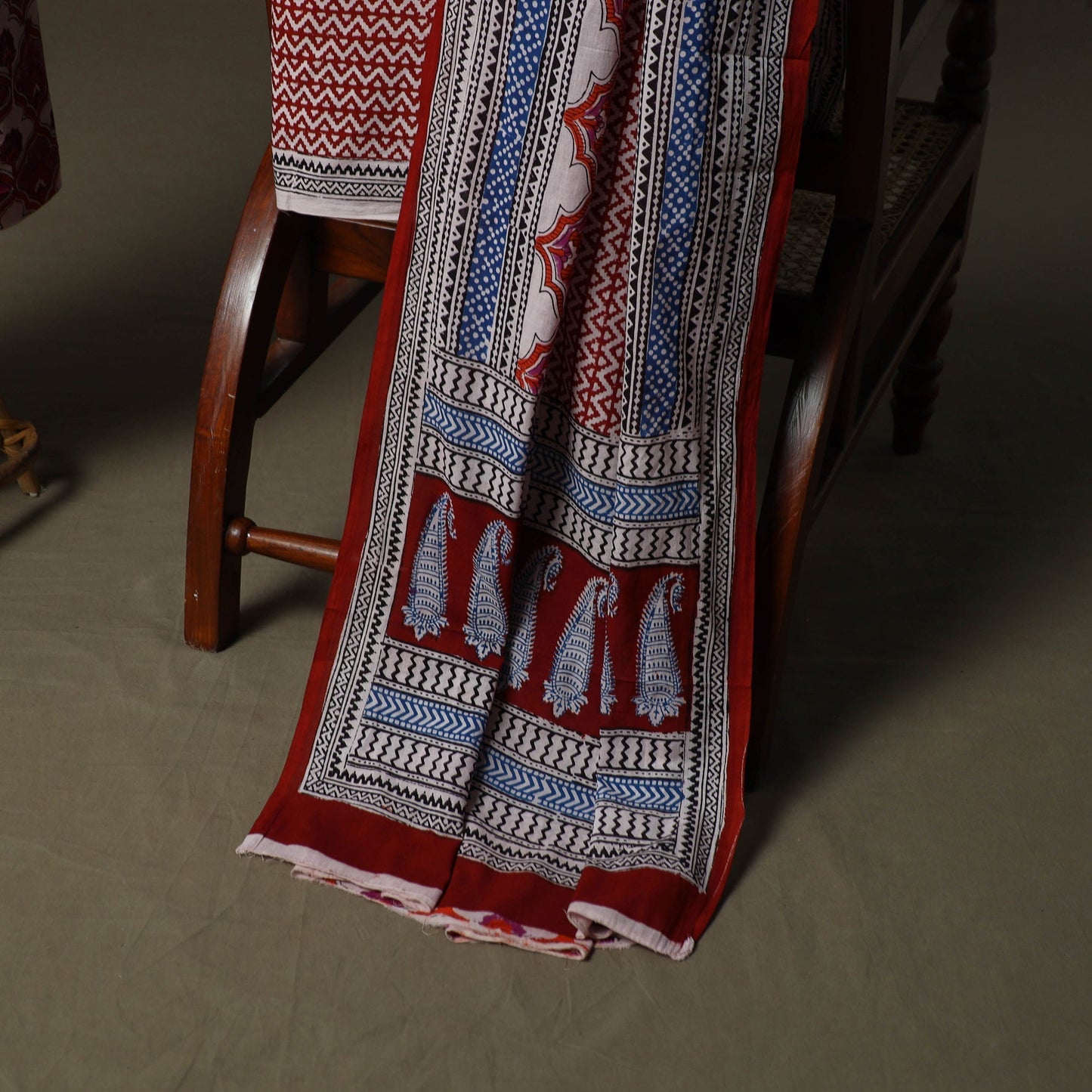 Bagh hand block print natural dyed cotton 3pc unstitched