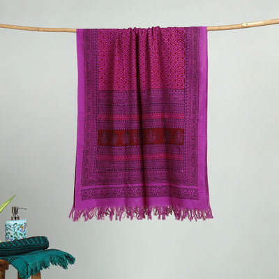 Purple Bagh Hand Block Print Cotton Handloom Towel