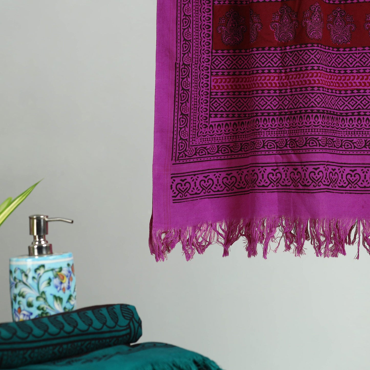 Purple Bagh Hand Block Print Cotton Handloom Towel