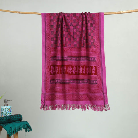 Purple Bagh Hand Block Print Cotton Handloom Towel