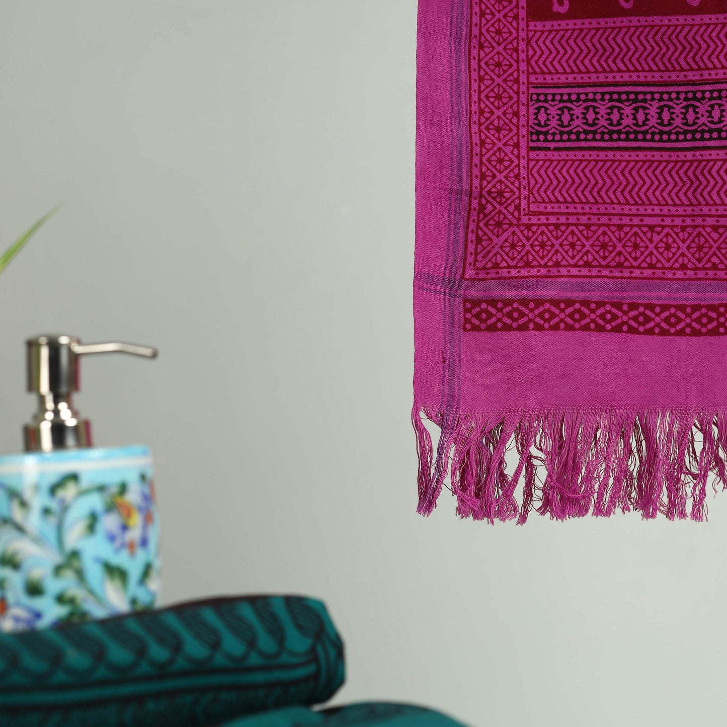 Purple - bagh hand cotton handloom towel 53 - handcrafted