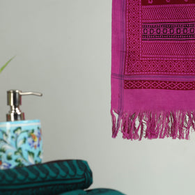 Purple - bagh hand cotton handloom towel 53 - handcrafted