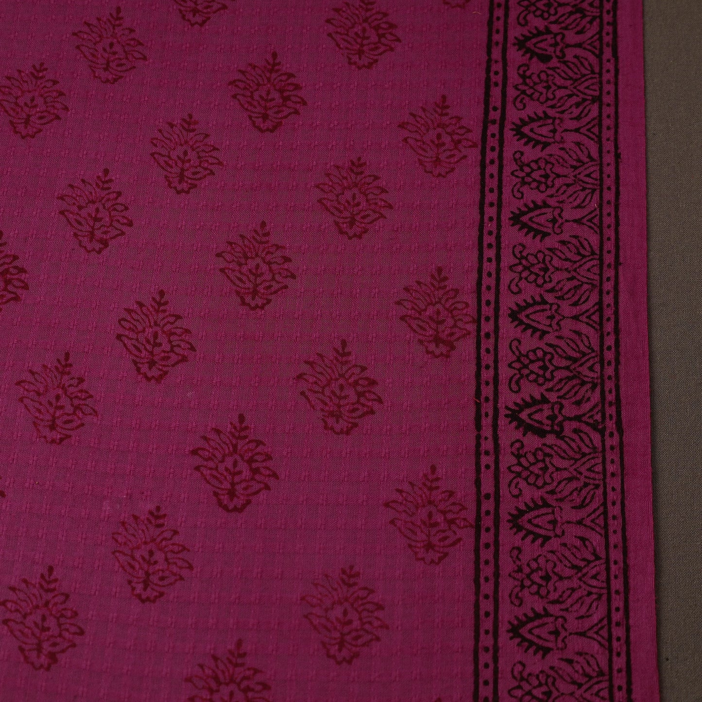 Purple Bagh Hand Block Print Natural Dye Stripe Cotton Fabric