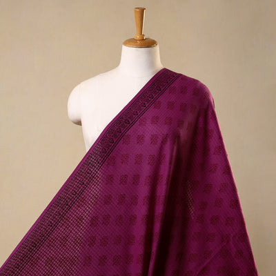 Purple Bagh Hand Block Print Natural Dye Stripe Cotton Fabric
