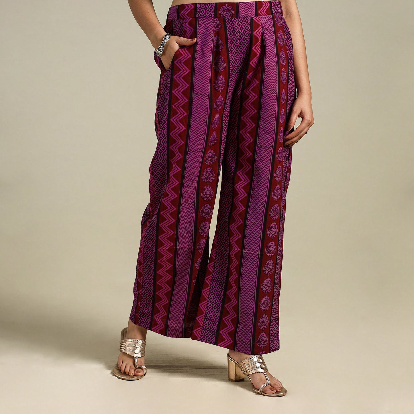 Purple Bagh Block Print Natural Dyed Cotton Palazzo