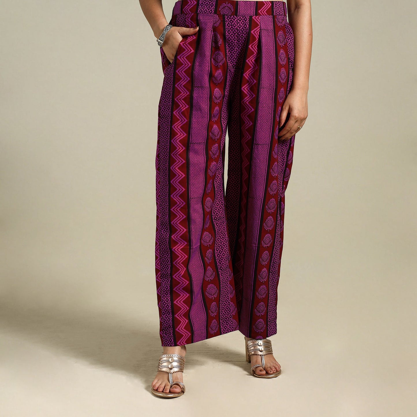 Purple Bagh Block Print Natural Dyed Cotton Palazzo