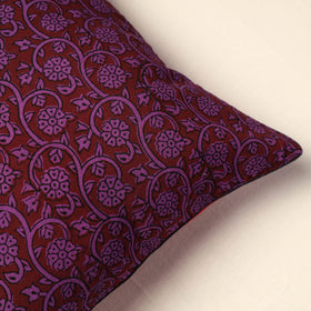 Purple Bagh Block Printed Cotton Cushion Cover (16 x 16 in) 08