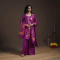 Purple - banarasi with gota work meena weaving silk cotton