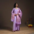 Purple - banarasi with gota work meena weaving silk cotton