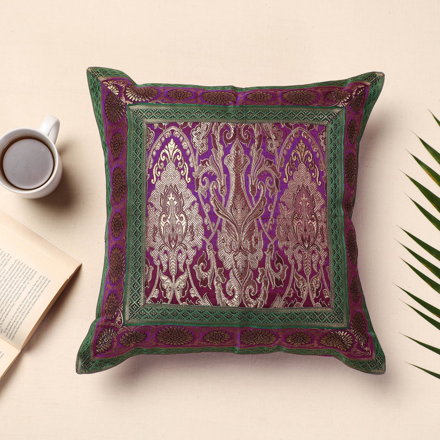  Banarasi Handwoven Silk Zari Cushion Cover Online at iTokri.com