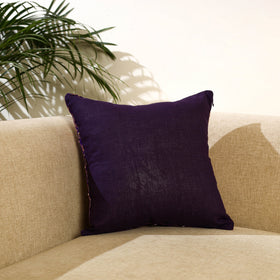 Buy Purple Banarasi Silk Cushion Cover with Zari Work
