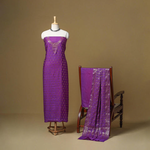 Banarasi silk zari work 3pc unstitched dress material 07