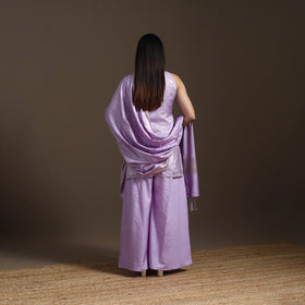 Purple - banarasi tanchoi silk cotton palaazo set for women