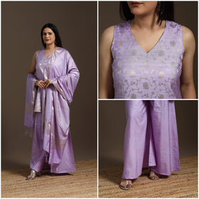 Purple - banarasi tanchoi silk cotton palaazo set for women