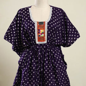 Purple - bandhani cotton kaftan with desert embroidery