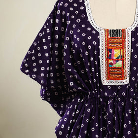 Purple - bandhani cotton kaftan with desert embroidery
