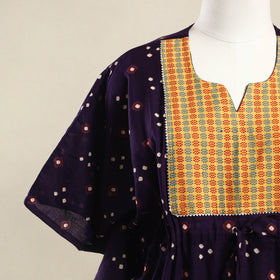 Buy Purple Bandhani Mosaic Fusion Cotton Kaftan