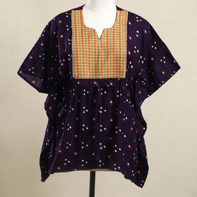 Buy Purple Bandhani Mosaic Fusion Cotton Kaftan