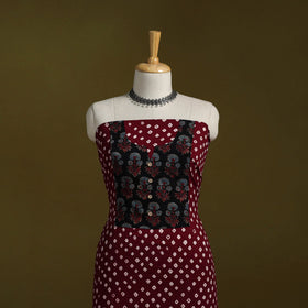 Bandhani patchwork cotton unstitched kurta material (3m) 06