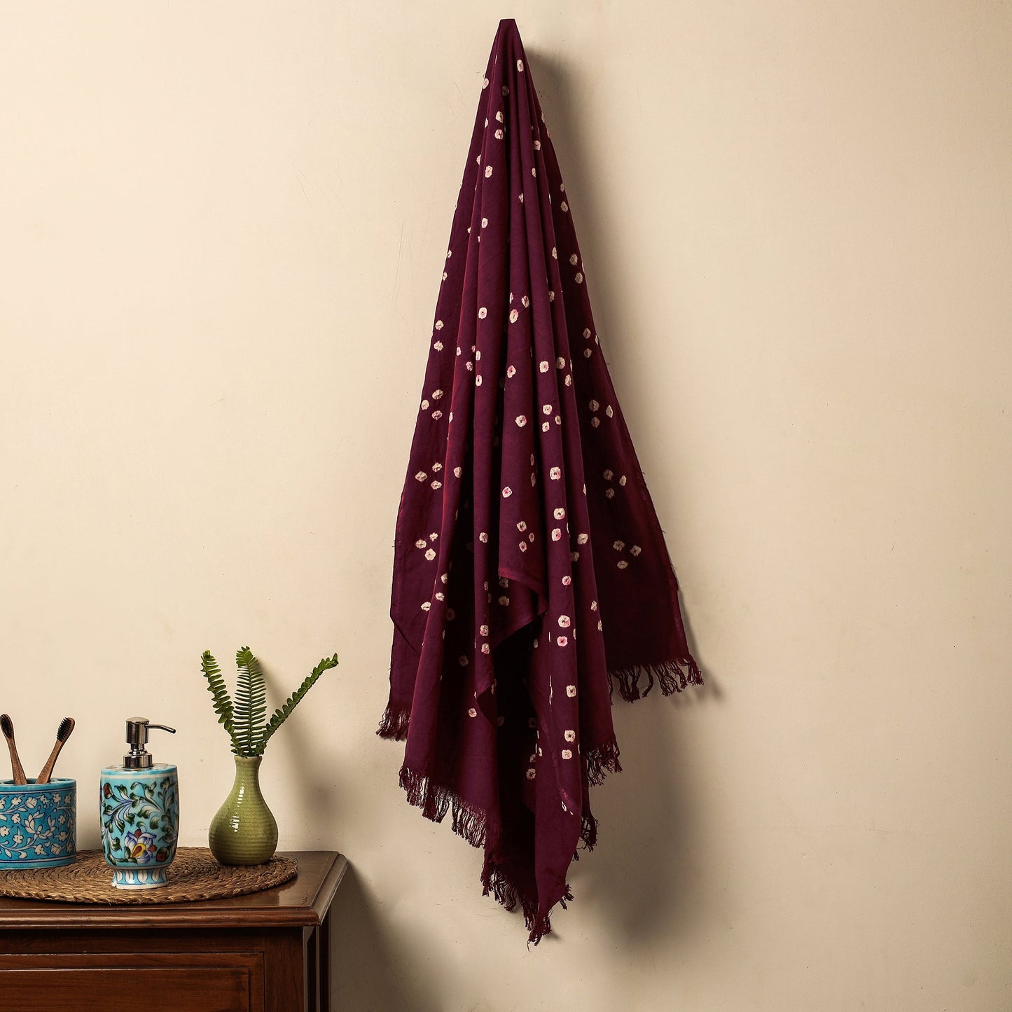 Purple - Bandhani Tie-Dye Pure Handloom Cotton Towel