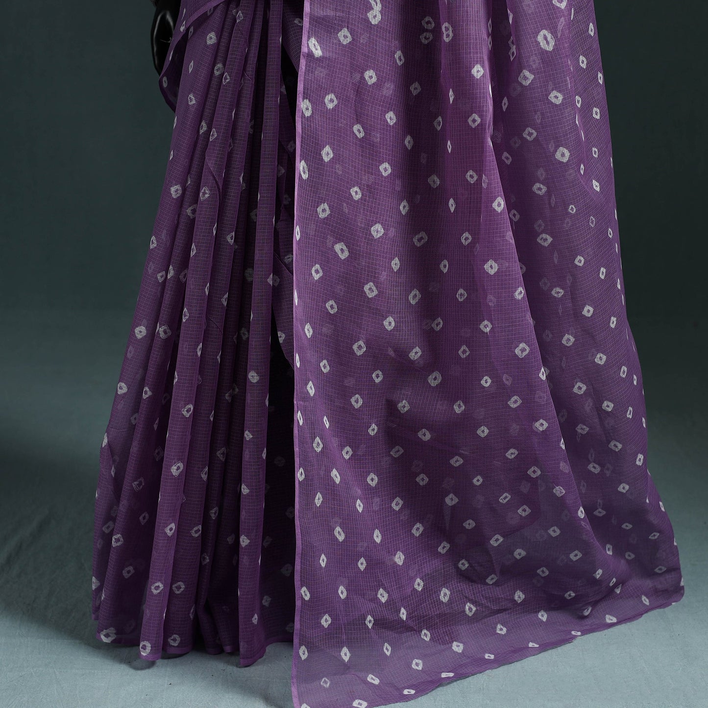Bandhani tie-dye kota doria cotton saree 14 - handcrafted